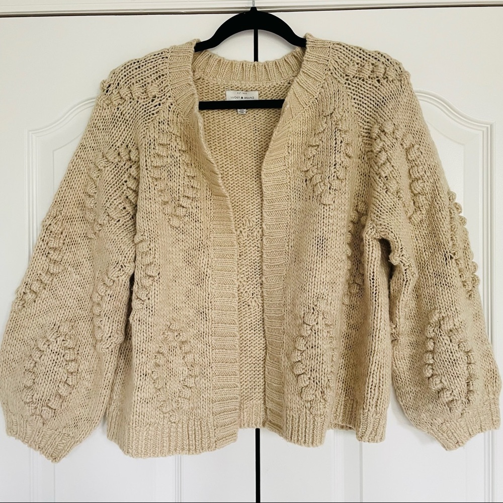 Lucky Brand Beige Open-front Cardigan